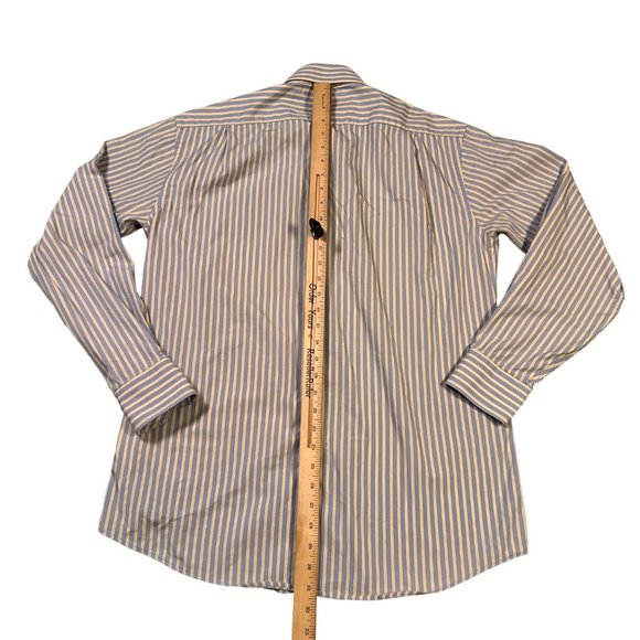 Tommy Hilfiger Shirt Men's Button Up Long Sleeve Striped Blue Yellow Medium 15.5 - Picture 7 of 11